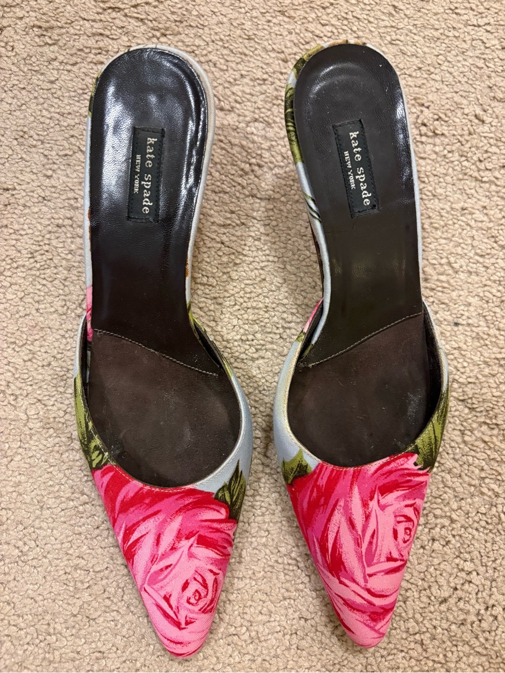 kate spade Pink Floral Pointed-Toe Kitten Heels